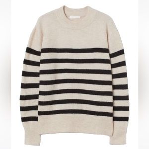 H&M || tan & black striped sweater